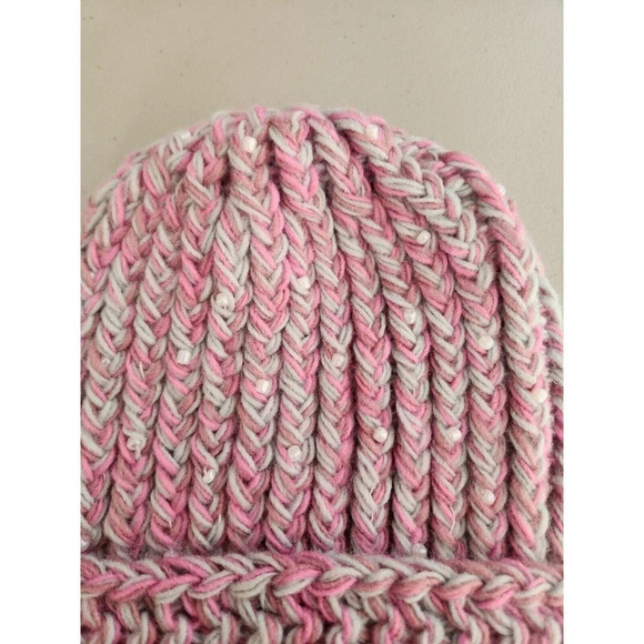 NWT By Anthropologie Pearl Knit Beanie Pink One Size - Picture 5 of 13